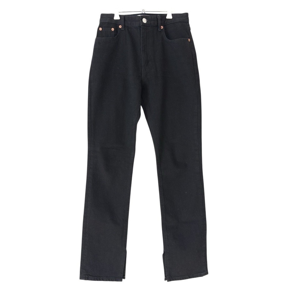 ZARA Black High Waisted Split Hem Straight Leg Denim Jeans, Size 6 US, EUC - Picture 2 of 10
